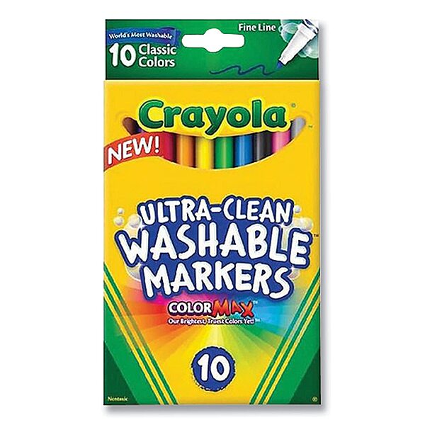 Crayola Ultra-Clean Washable Markers, Fine Line Multicolor, 10 Count 10 Count (Pack of 1)