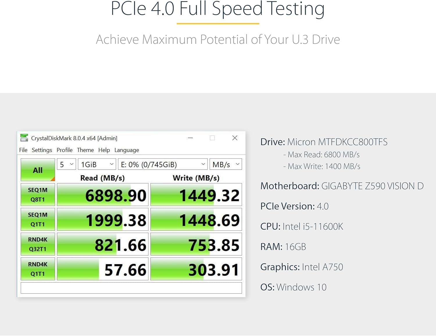 StarTech.com U.3 to PCIe Adapter Card - PCIe 4.0 x4 Adapter for 2.5" U.3 NVMe SSDs - SFF-TA-1001 PCI Express Add-in Card
