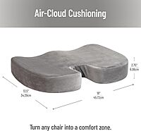 Mind Reader Memory Foam Seat Cushion with Air-Cloud Technology, Ergonomic Pressure Relief for Office Chair, Car