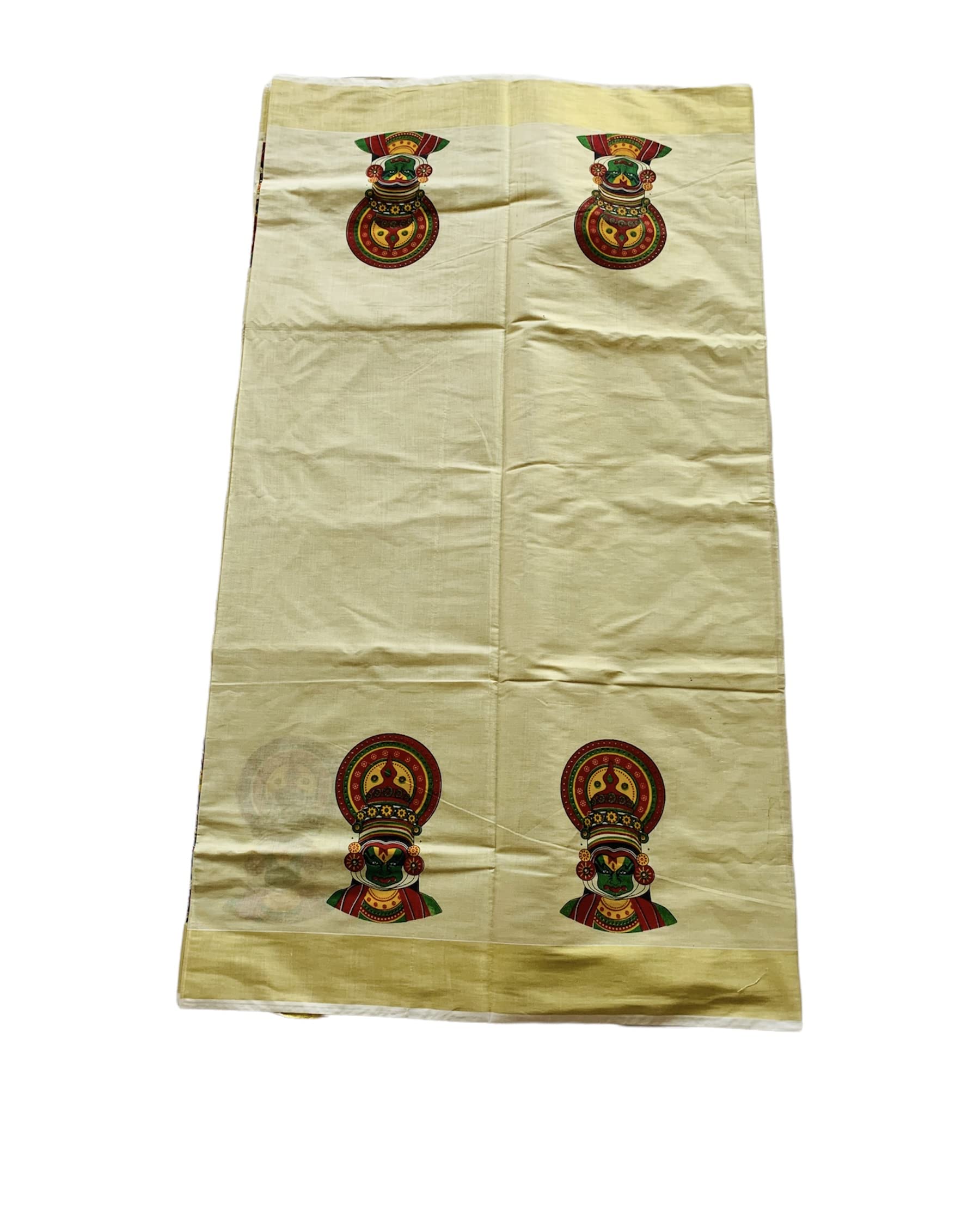 Women Cotton Kuthampully Kerala Kasavu Saree Tissue Mural Painted | Traditional South Indian Saree | Onam Saree - Multi Color Ktm-622