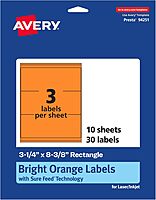 Avery Bright Orange Rectangle Labels 3-1/4" x 8-3/8"