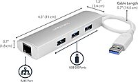 StarTech.com 3-Port USB Hub with Ethernet, 3x USB-A Ports, Gigabit Ethernet, USB 3.2 5Gbps, Bus-Powered, Portable Laptop Hub