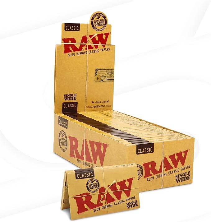 RAW® - Classic Rolling Papers Single Wide (Double Feed) 100ct - Display of 25 RAW® - Classic Rolling Papers Single Wide (Double Feed) 100ct - Display of 25