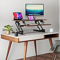 Mount-It! 38in Wide Height Adjustable Standing Desk Converter with Keyboard Tray