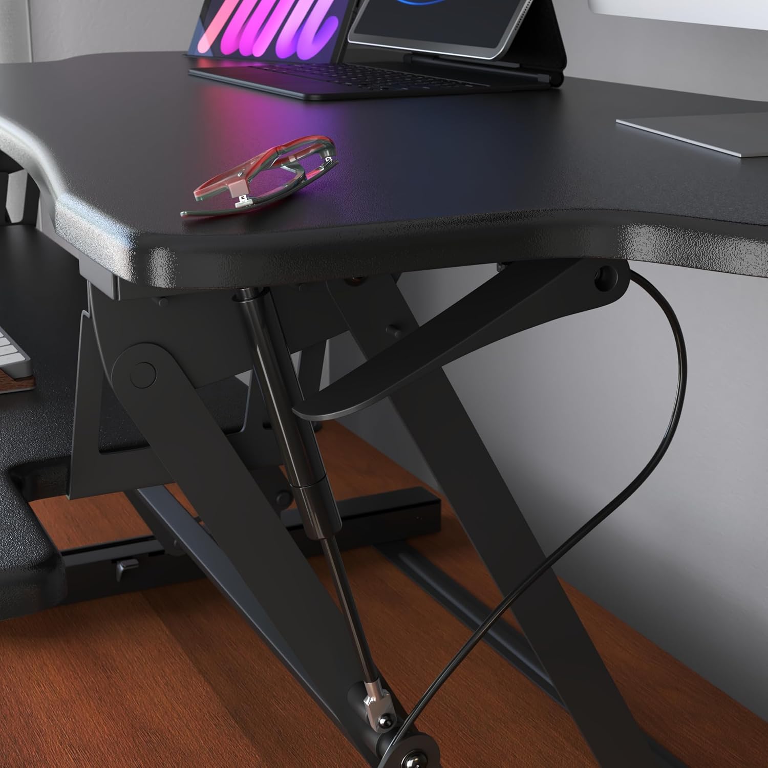 Mount-It! Height Adjustable Standing Desk Converter, Extra Large 48” Wide Tabletop for Dual Monitors