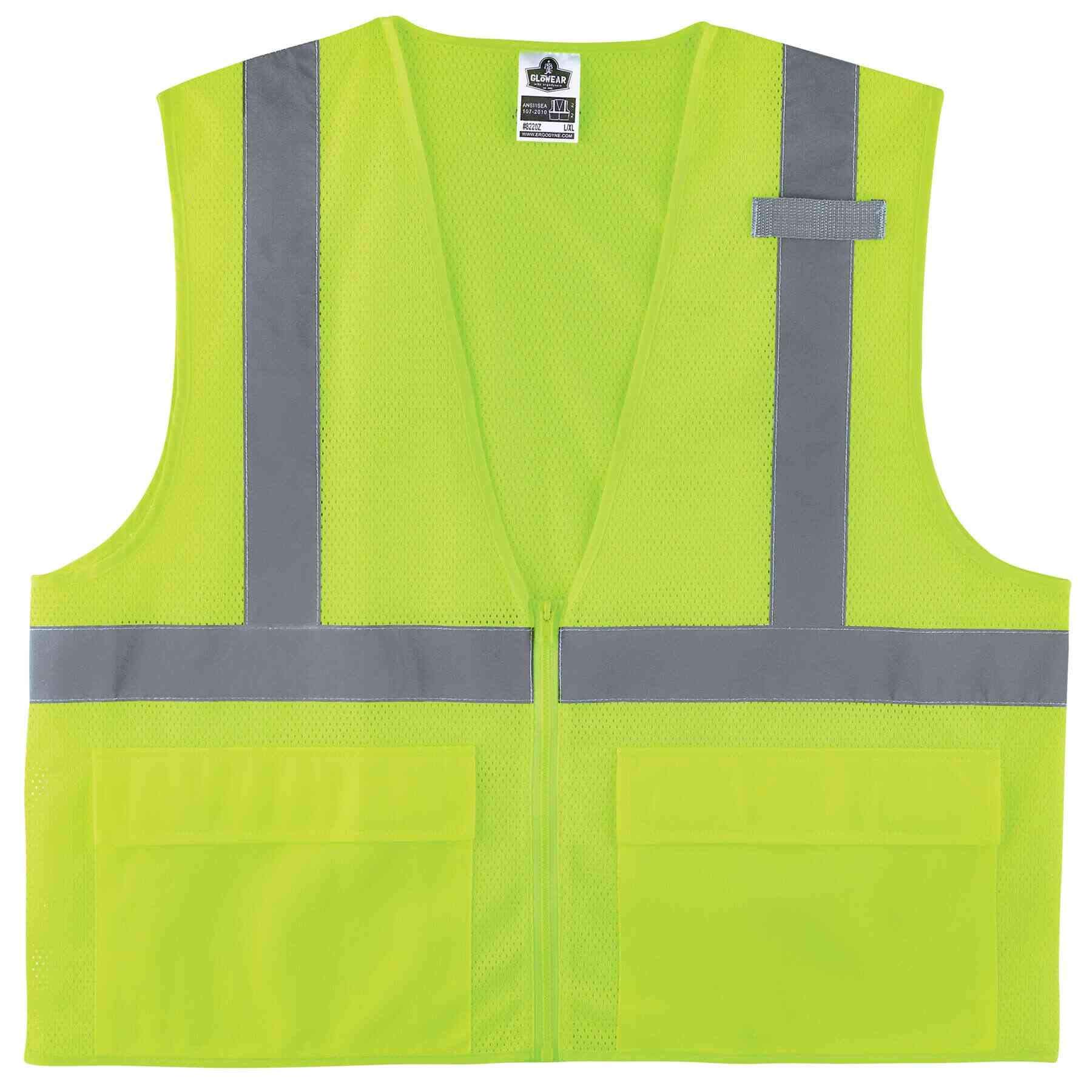 Ergodyne GloWear 8220Z High Visibility Reflective Safety Vest, ANSI/ISEA 107 Class 2, Zipper Closure