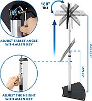 Mount-It! Anti-Theft Tablet Kiosk Floor Stand Compatible with iPad 10, 9, 8, Pro 11, 10.5, Air 10.5, Height Adjustable Locking Kiosk for iPad, Steel Kiosk for Business and Retail Ipad Gen 10