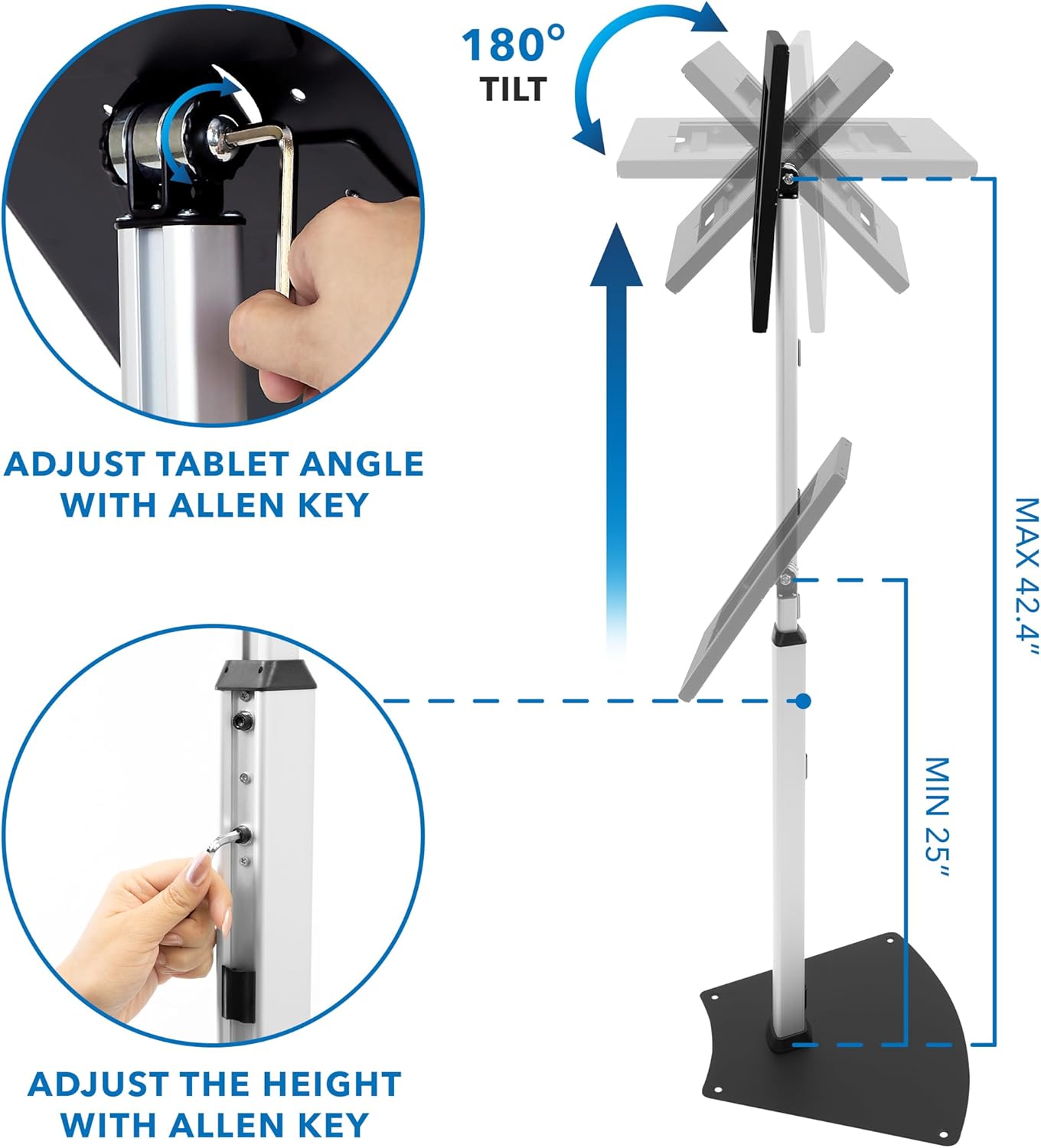 Mount-It! Anti-Theft Tablet Kiosk Floor Stand Compatible with iPad 10, 9, 8, Pro 11, 10.5, Air 10.5