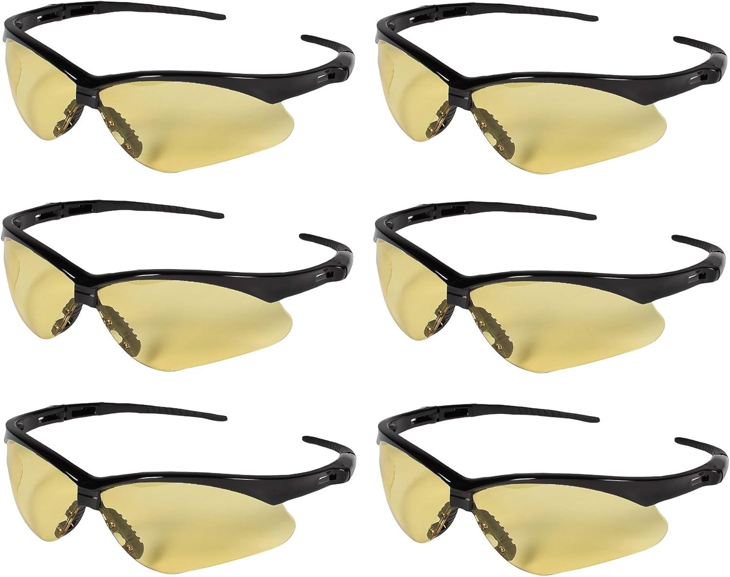 KLEENGUARD V30 Nemesis Safety Glasses / Sunglasses, 25659 Black Frame, Amber Lens (6 Pair)