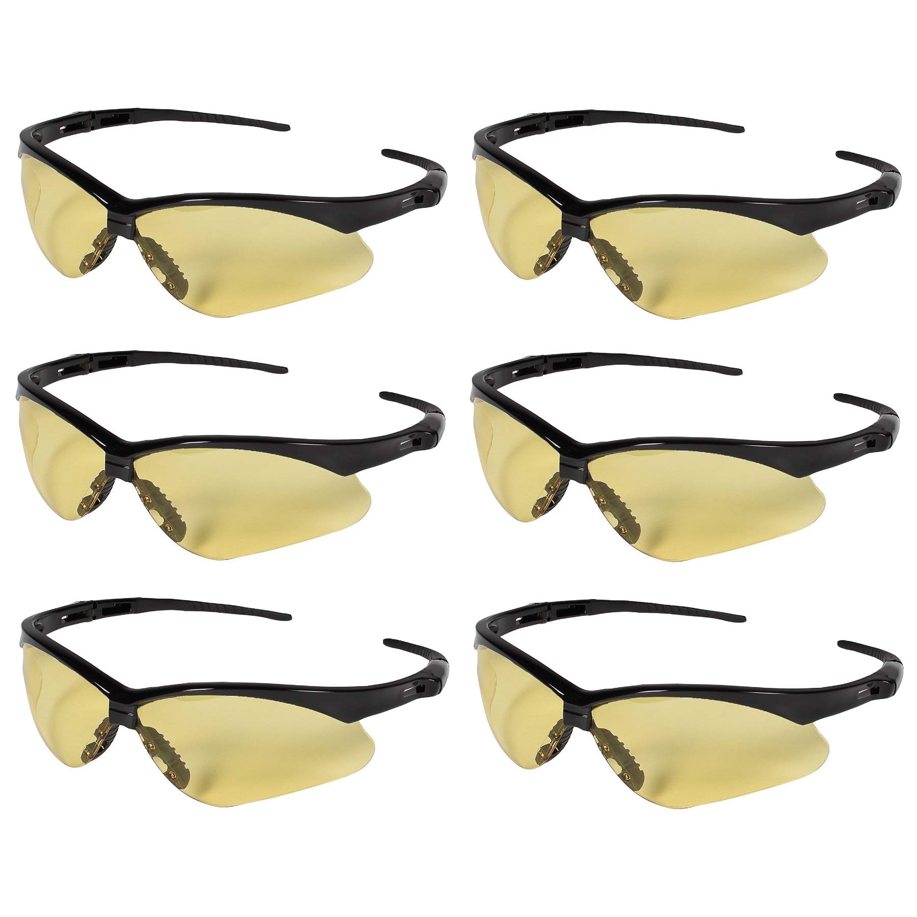 KLEENGUARD V30 Nemesis Safety Glasses / Sunglasses, 25659 Black Frame, Amber Lens (6 Pair)