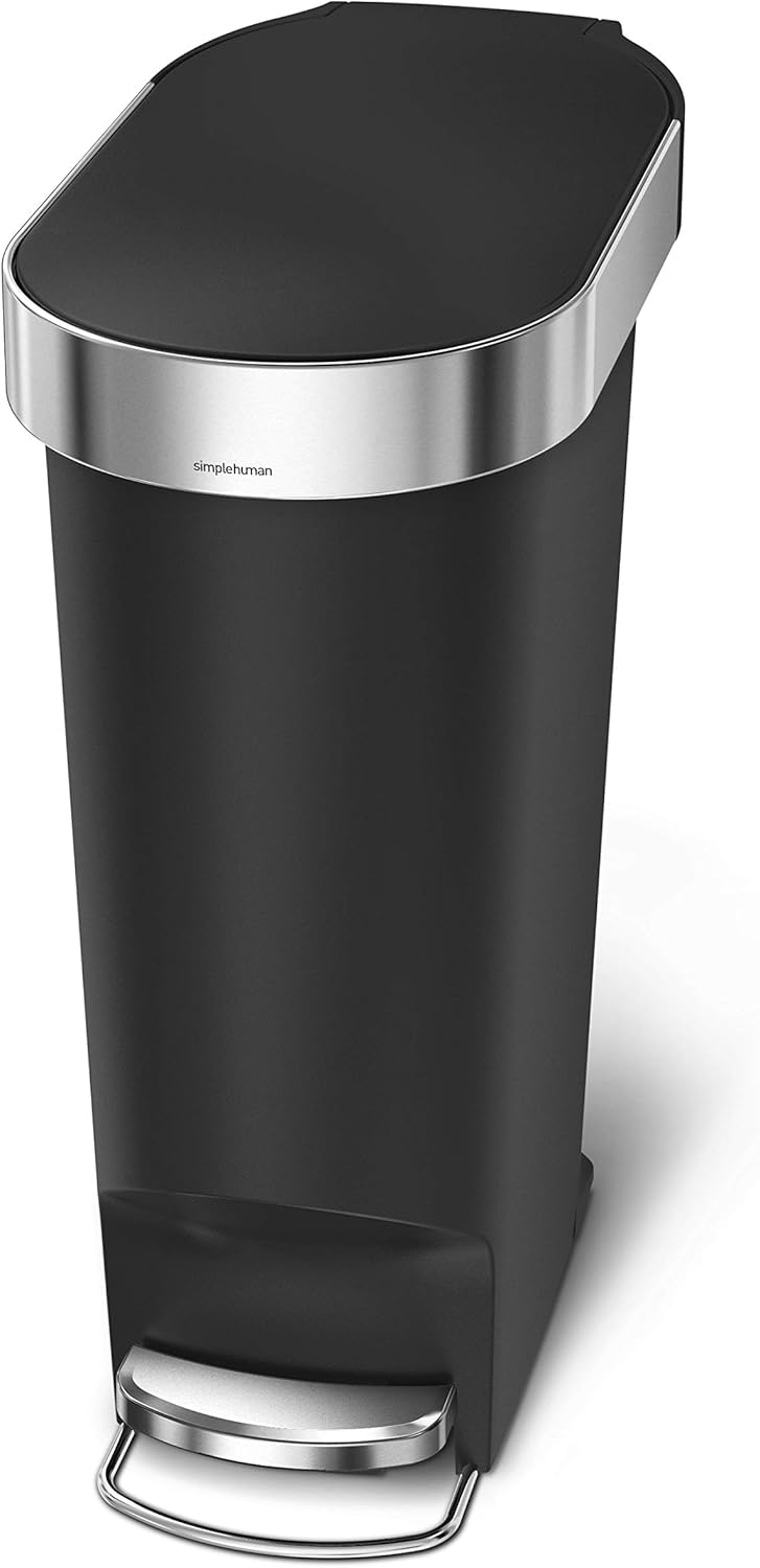 simplehuman Step Trash Can with LidShox, Steel Pedal & Liner Rim
