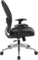SPACE Seating Professional AirGrid Back and Eco Leather Seat and Trim, 2-to-1 Synchro Tilt Control, Adjustable Arms and Lumbar, Polished Aluminum Base Managers Chair, Black