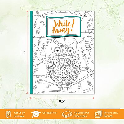 BARKER CREEK Color Me! Inspired Writing Journals, College-Ruled, 8.5 x 11, 48 Pages