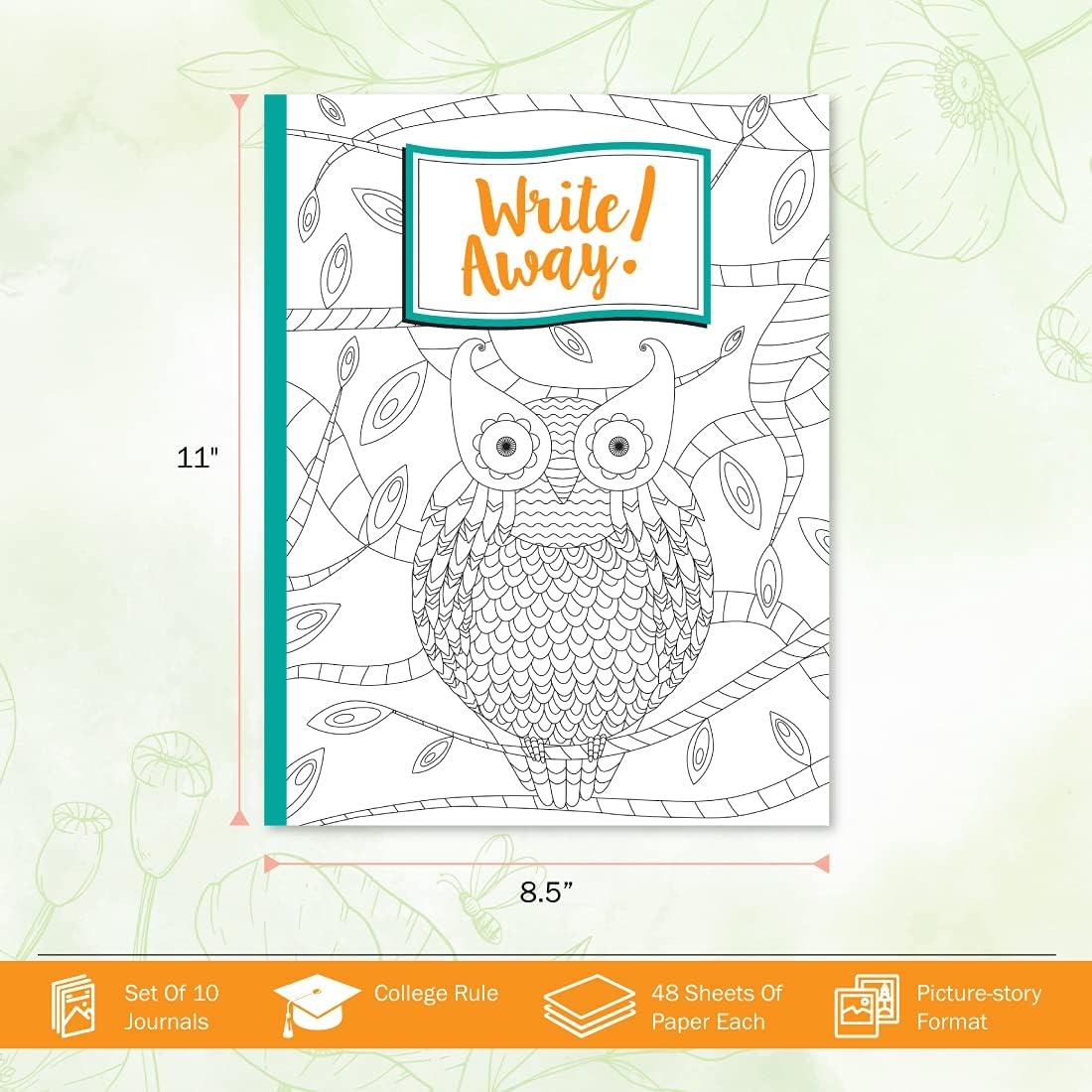 BARKER CREEK Color Me! Inspired Writing Journals, College-Ruled, 8.5 x 11, 48 Pages