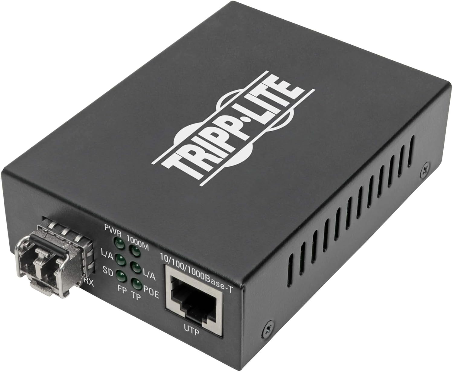 Tripp Lite Multimode Fiber Media Converter, Fiber to Ethernet Converter, Gigabit, POE+, 10/100/1000 LC, 850 nm