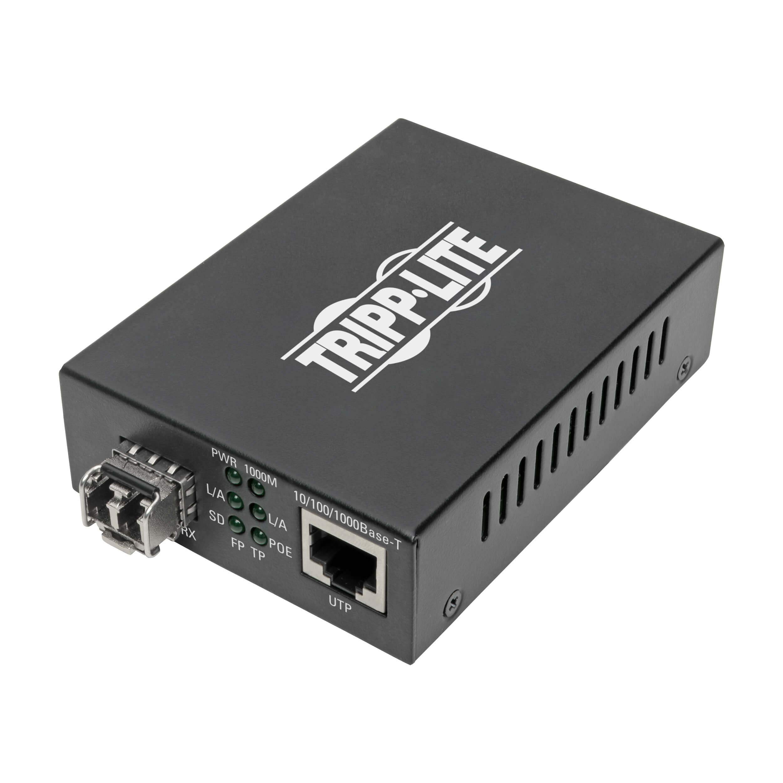 Tripp Lite Multimode Fiber Media Converter, Fiber to Ethernet Converter, Gigabit, POE+, 10/100/1000 LC, 850 nm