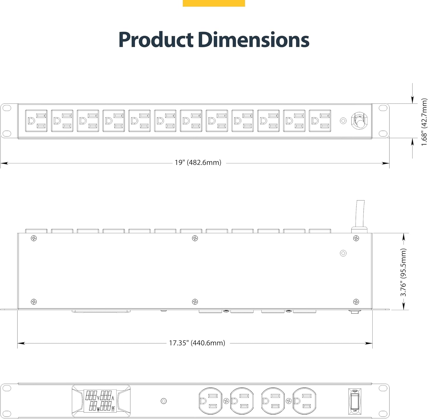 StarTech.com 1U Horizontal Rack Mount Metered PDU Server Power Strip with Surge Protector