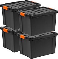 Iris Remington Heavy Duty Store-It-All Totes, 19 Gallon, Black, Set Of 4 Totes