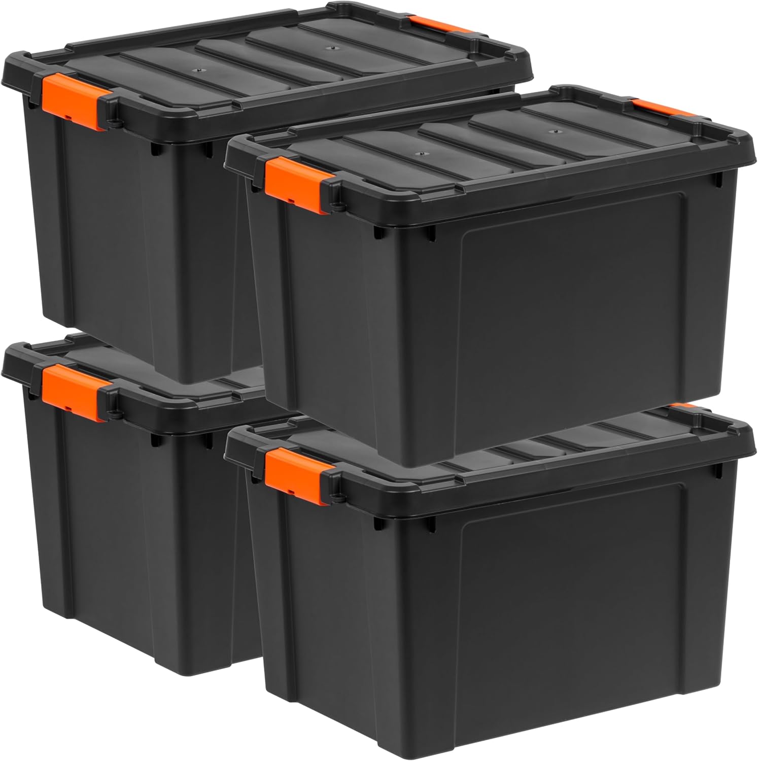 Iris Remington Heavy Duty Store-It-All Totes, 19 Gallon, Black, Set Of 4 Totes