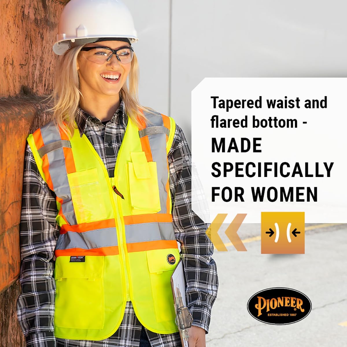 Pioneer Safety Vest for Women With Pockets - Hi-Vis Reflective Tape