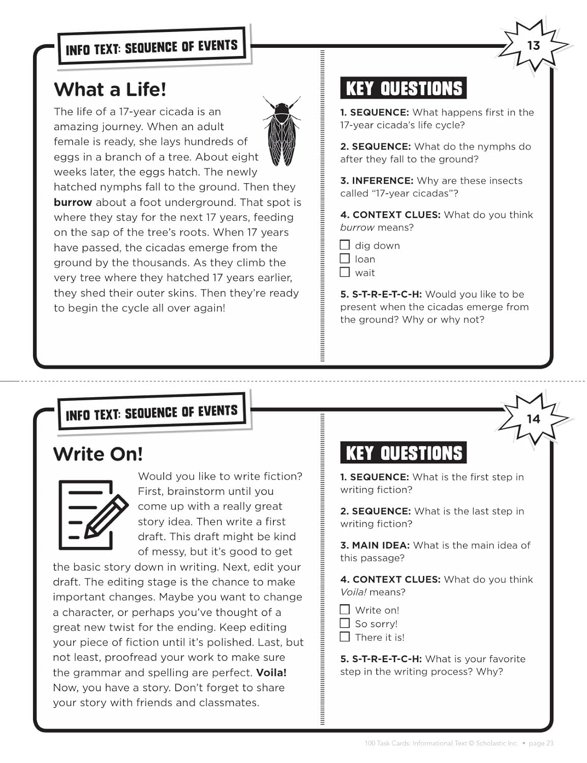 100 Task Cards: Informational Text: Reproducible Mini-Passages With Key Questions to Boost Reading Comprehension Skills