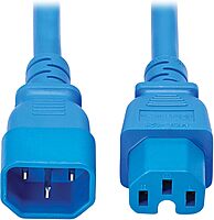 Tripp Lite C14 to C15 Power Cord Heavy-Duty Extension Cable, 10 Feet / 3.1 Meters, Blue, 15A, 250V, 14 AWG, UL-Listed Cable