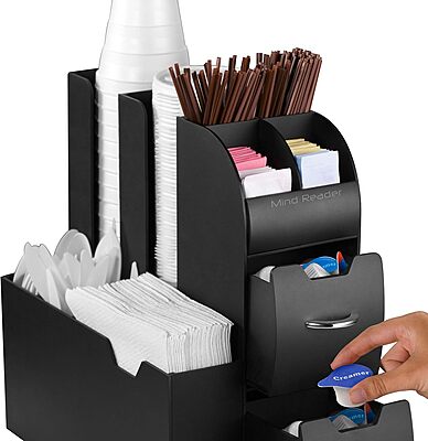MIND READER Cup and Condiment Station Countertop Organizer