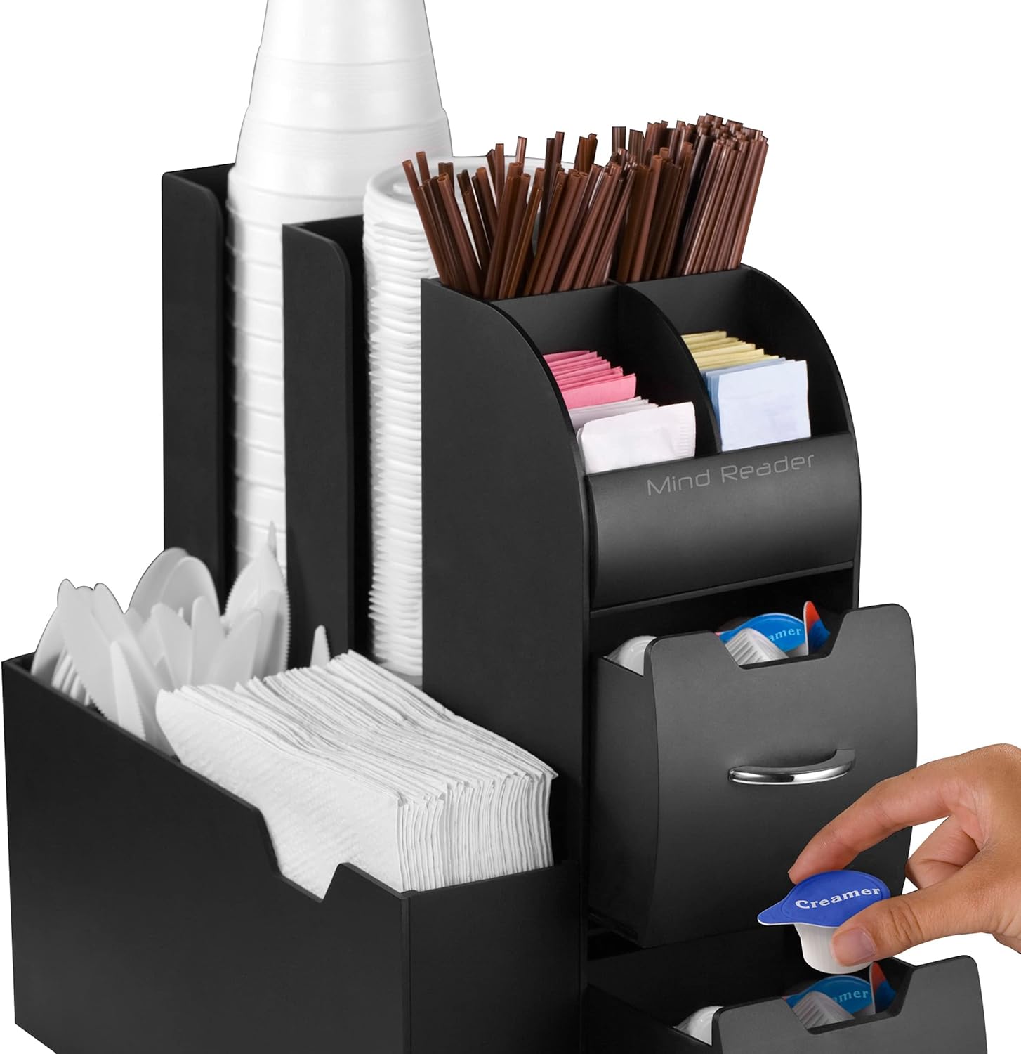 MIND READER Cup and Condiment Station Countertop Organizer