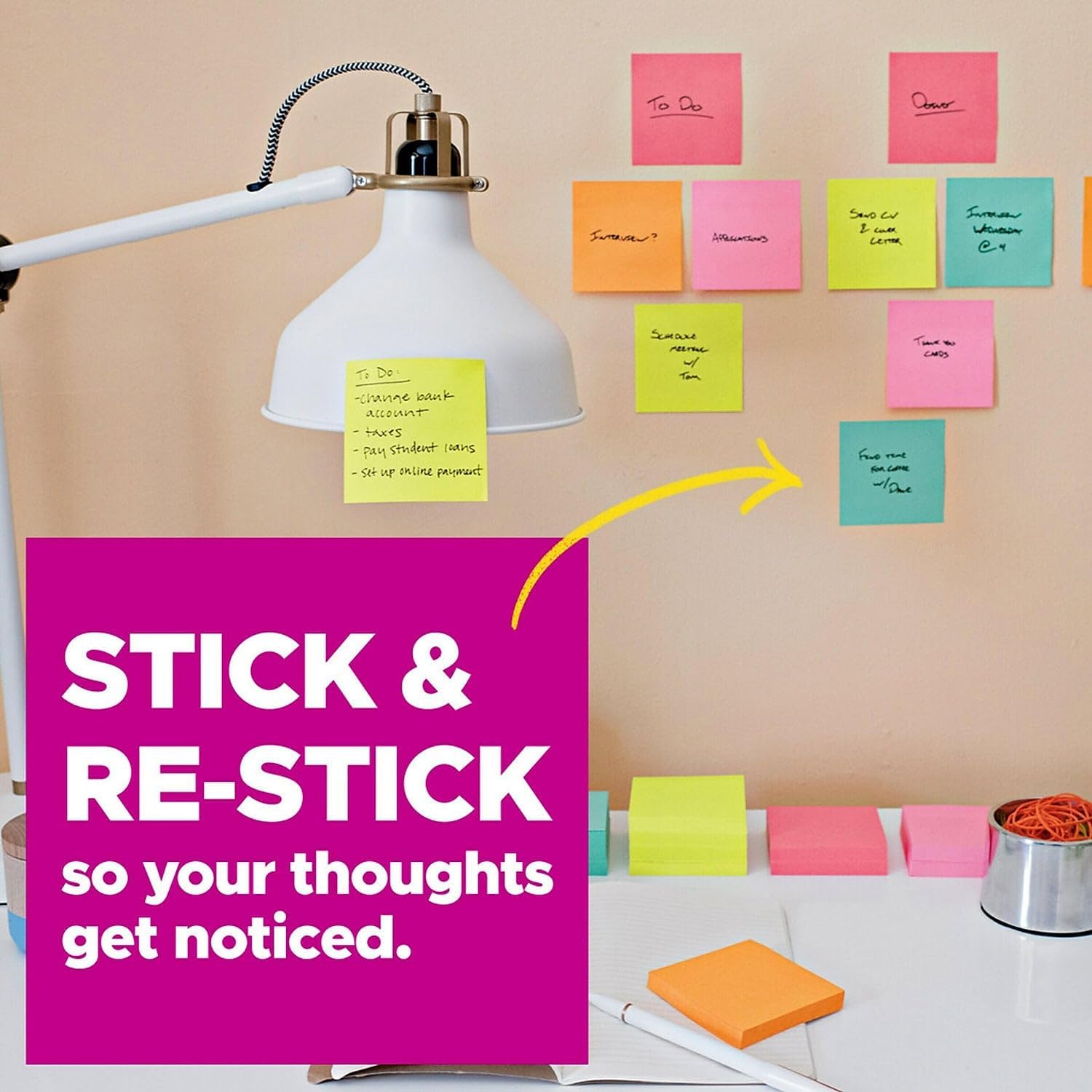 Post-it Super Sticky Notes, 3-inch x 3-inch, Summer Joy Collection, 70 Sheet/Pad, 24 Pads/Pack (654-24SSJOY-CP)