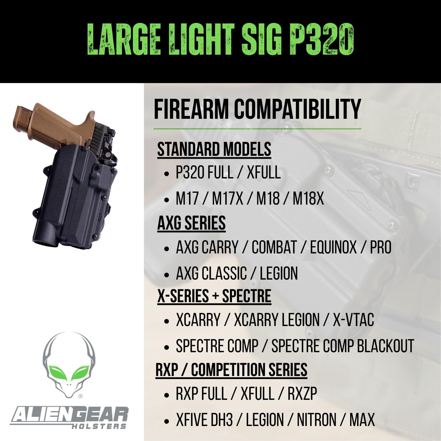 ALIEN GEAR Rapid Force Level 2 OWB Holster - Locking Belt Slide - Right Hand - Matte Black - Light & Optic Compatible
