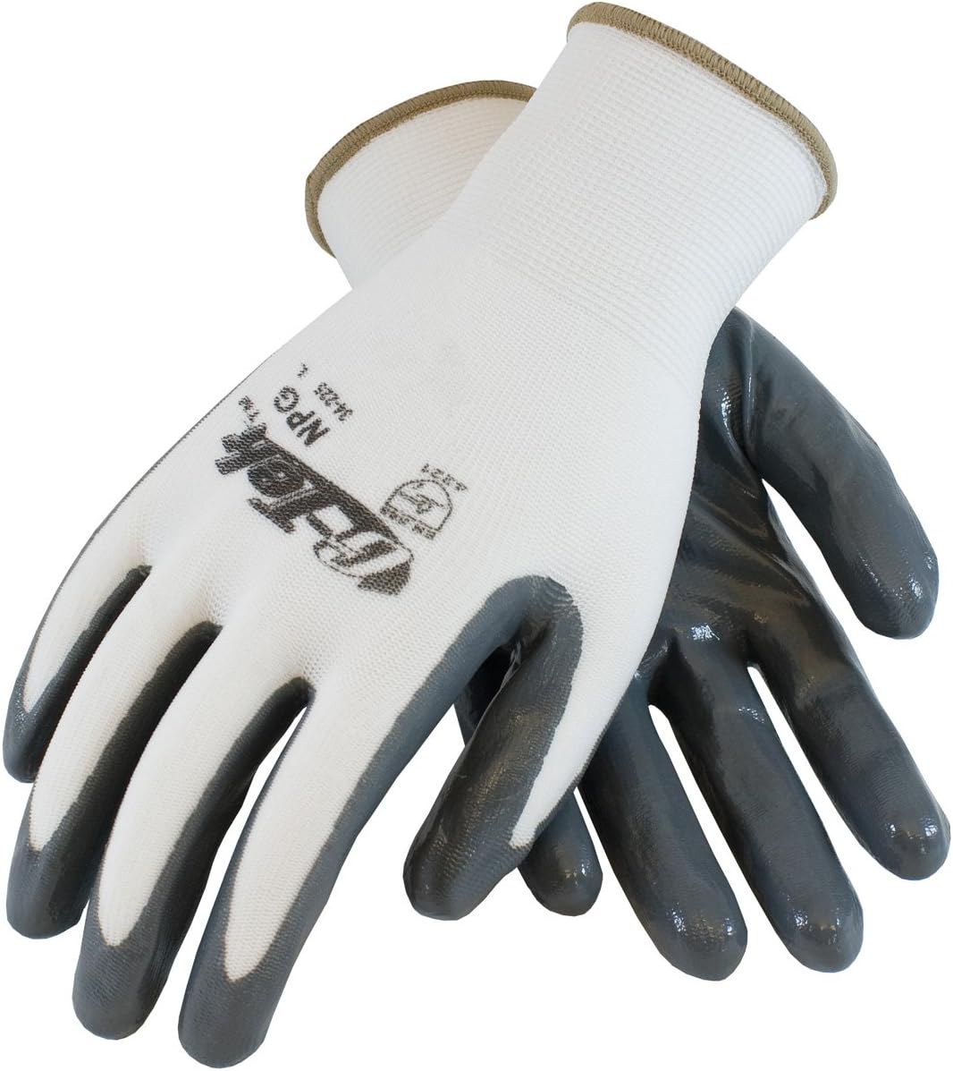 G-Tek NPG 34-225/L Seamless Knit Nylon Glove with Nitrile Coated Smooth Grip on Palm and Fingers