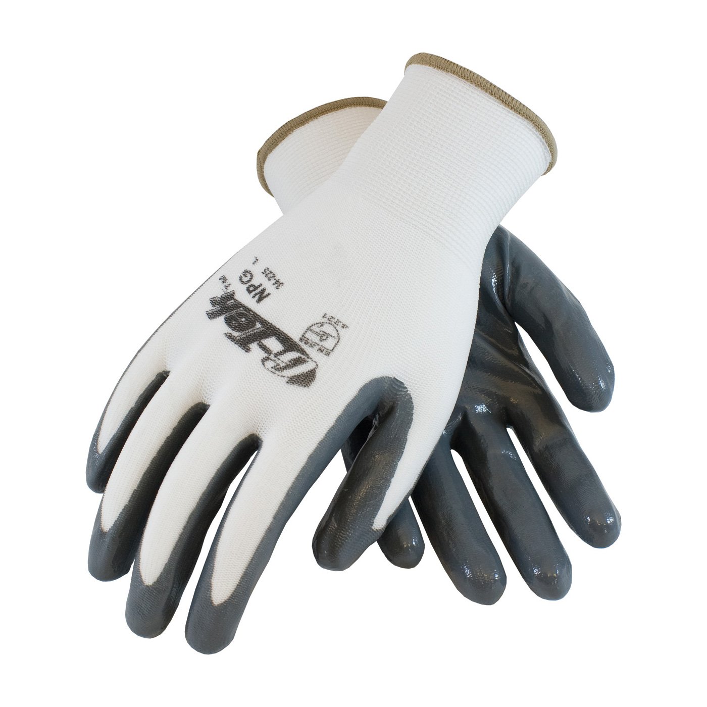 G-Tek NPG 34-225/L Seamless Knit Nylon Glove with Nitrile Coated Smooth Grip on Palm and Fingers