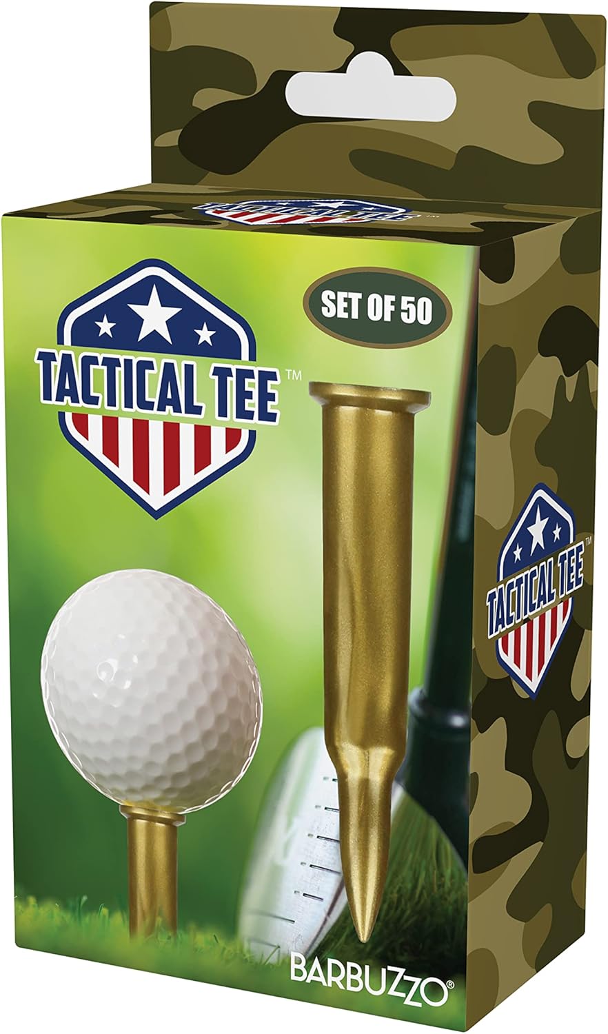 Caliber Gourmet Bullet Shaped Tactical Golf Tees System, Pack of 50 – Professional Golf Gifts for Men, Unique Christmas Gift