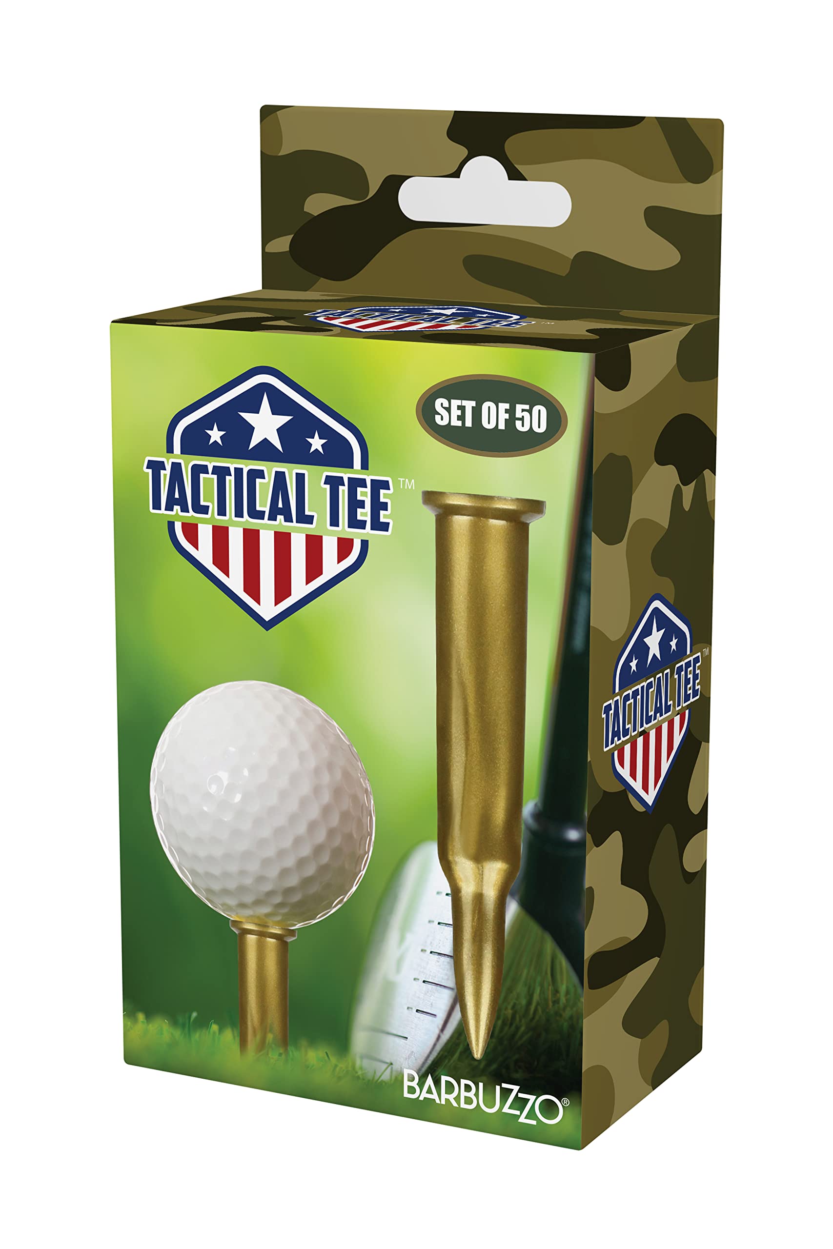 Caliber Gourmet Bullet Shaped Tactical Golf Tees System, Pack of 50 – Professional Golf Gifts for Men, Unique Christmas Gift