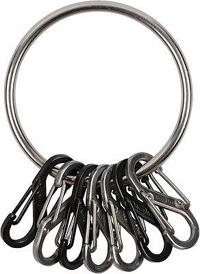 Nite Ize BigRing Steel S-Biner - Key Holder with Carabiners - Heavy-Duty Organizer with Black & Stainless Steel S-Biners - Key Ring & Keychain Accessories