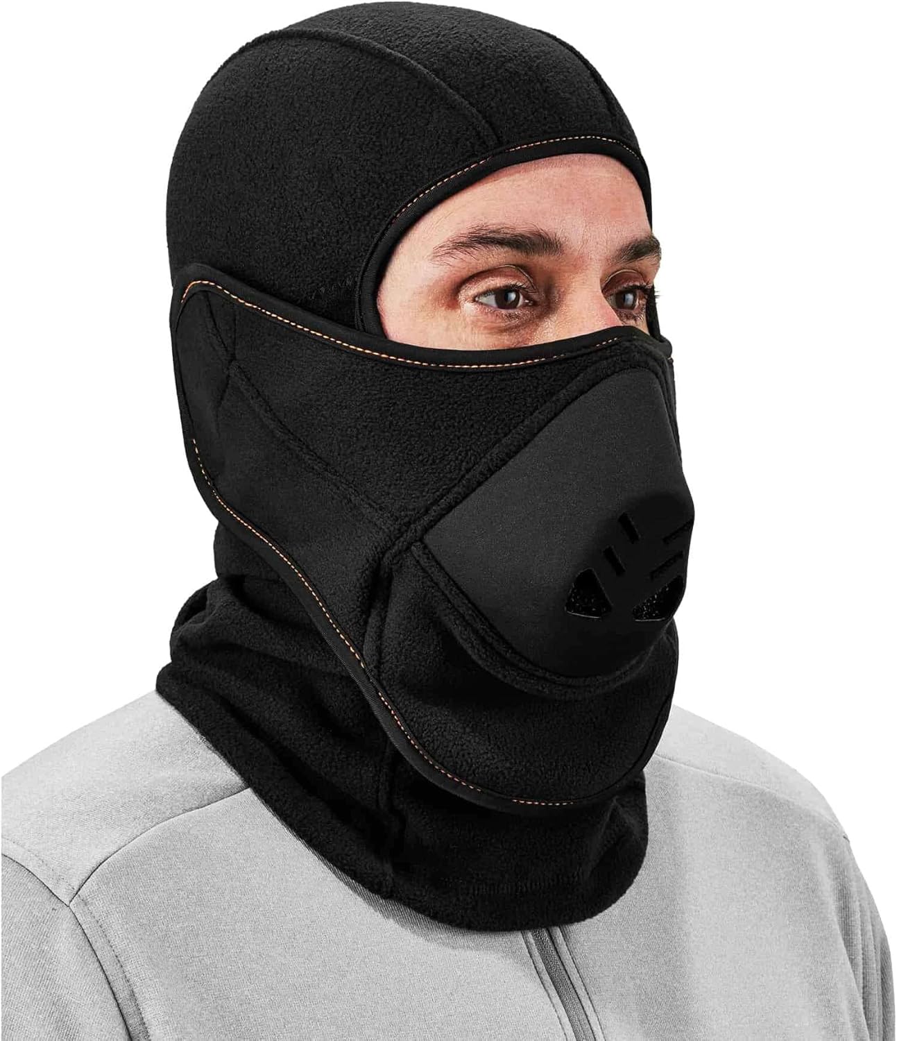 Ergodyne N-Ferno 6970 Balaclava with Detachable Heat Exchanger Face Mask, Winter Ski Mask, Black