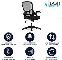 Flash Furniture Porter High-Back Mesh Ergonomic Swivel Office Chair with Adjustable Lumbar Support and Flip-Up Armrests