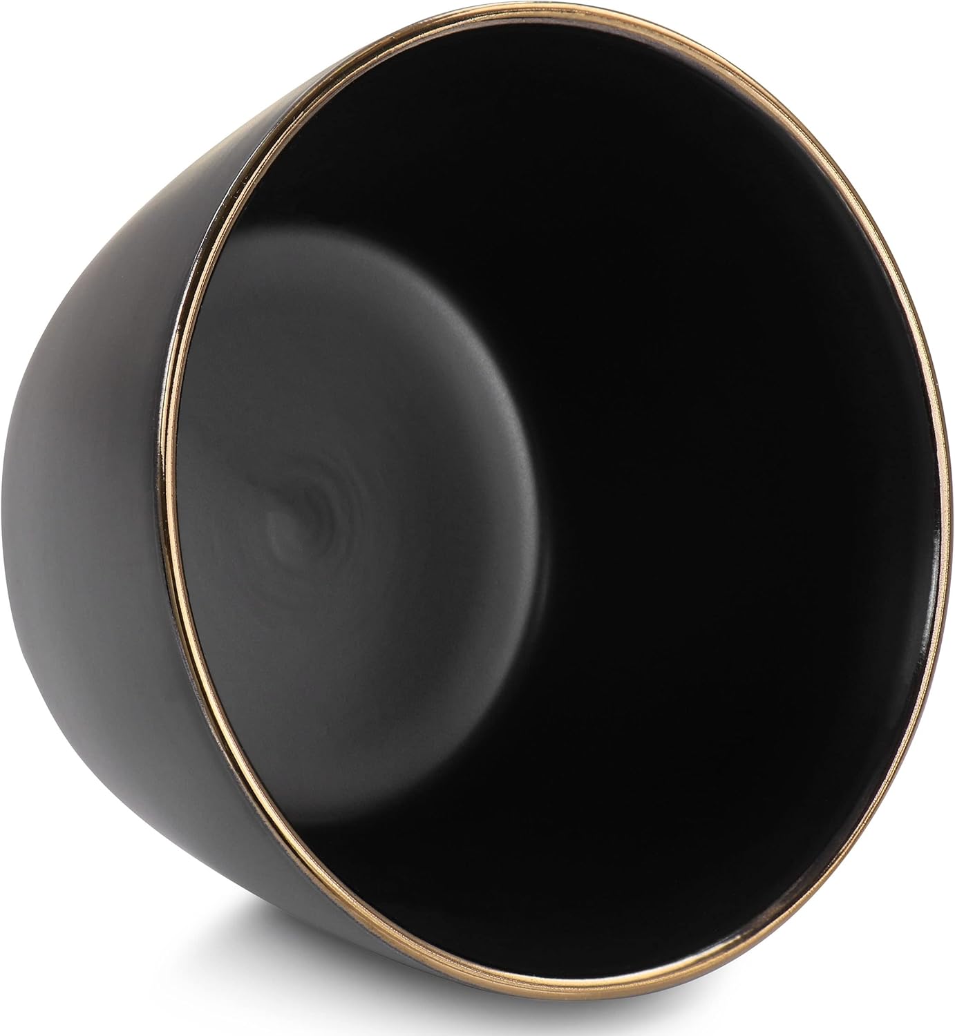ELAMA 6-Piece Stoneware Bowl Set with Gold Rim