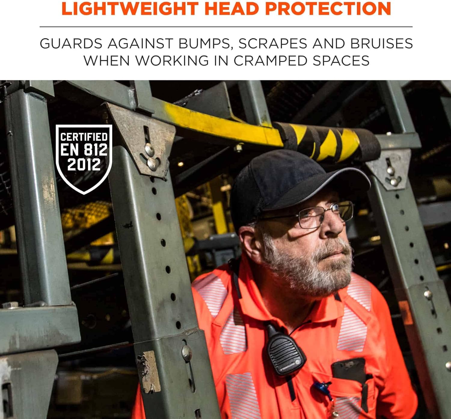 Ergodyne Skullerz 8955 Lightweight Bump Cap Hat, Baseball Style, Long Brim