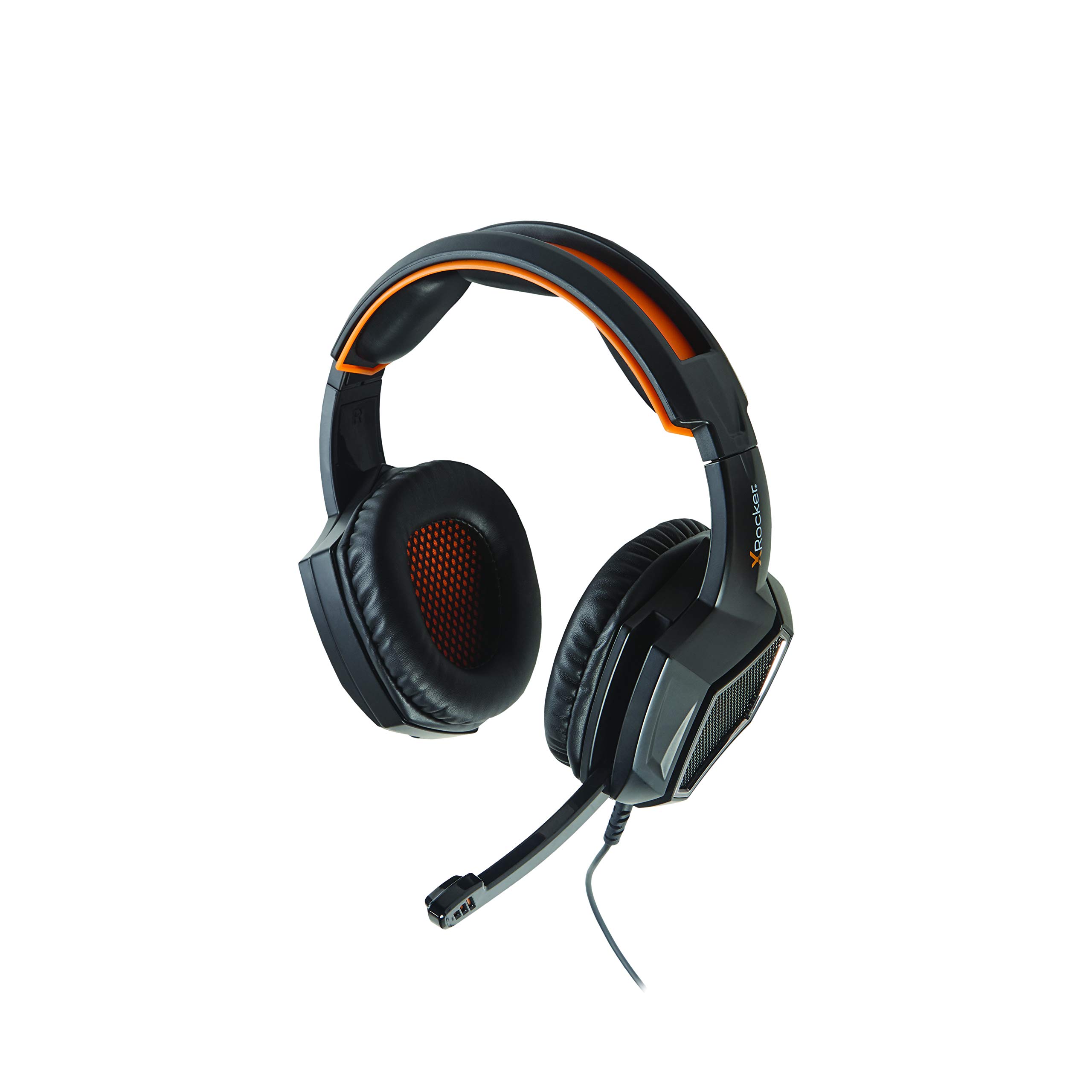 X Rocker Video Gaming Headset, Over Ear Headphones with Microphone, Stero Audio for Gamers and Streamers, Black/Orange XH3