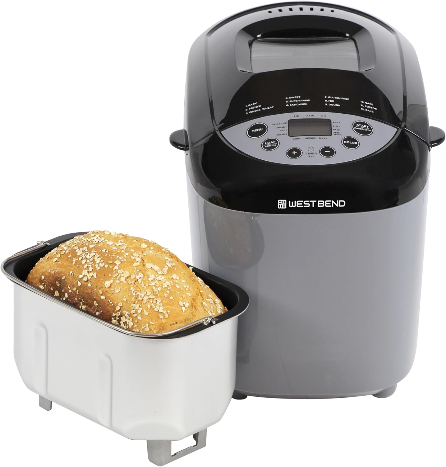 West Bend Hi-Rise Bread Maker Machine Programmable 12 Programs Including Gluten Free & 3 Loaf Sizes and Crust Colors