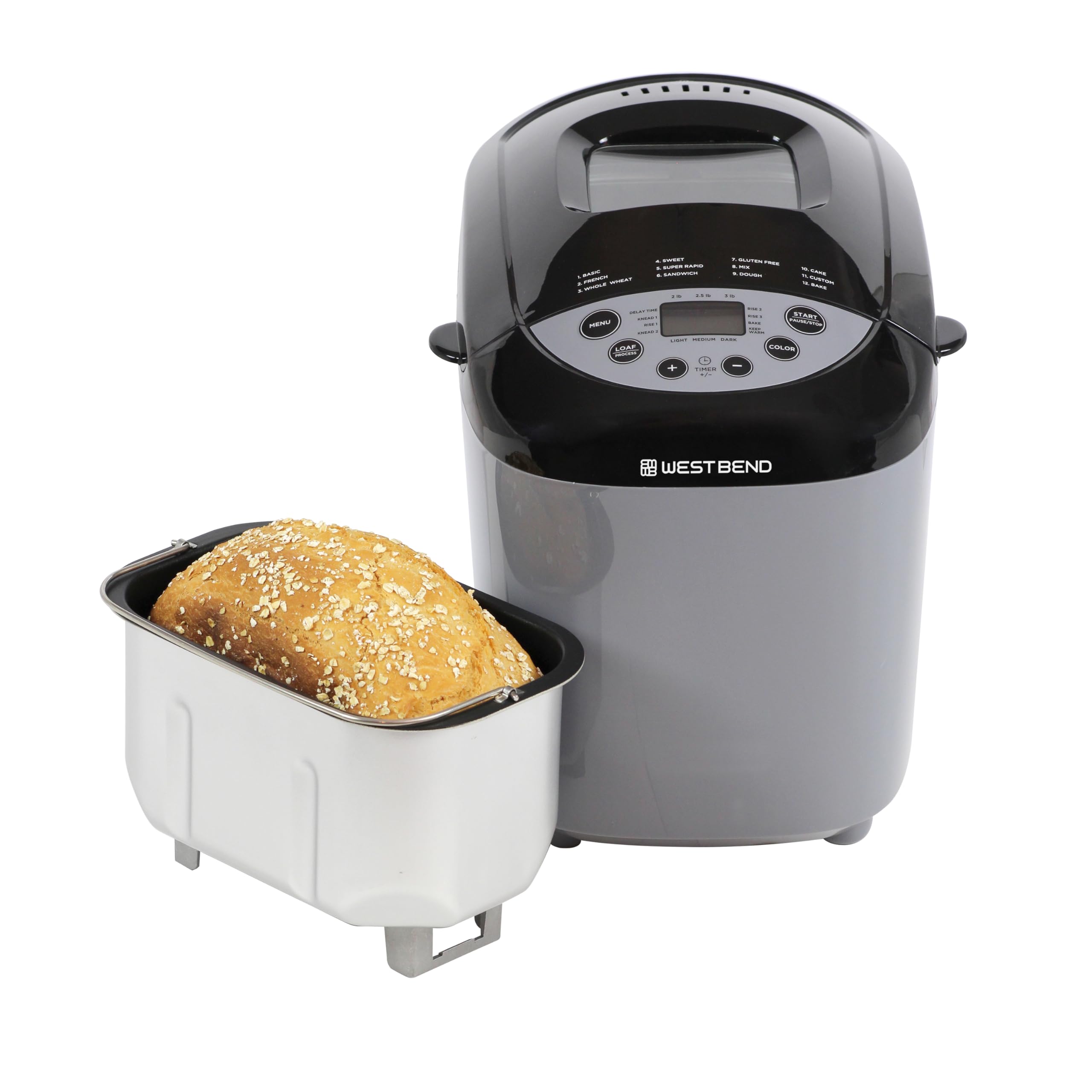 West Bend Hi-Rise Bread Maker Machine Programmable 12 Programs Including Gluten Free & 3 Loaf Sizes and Crust Colors