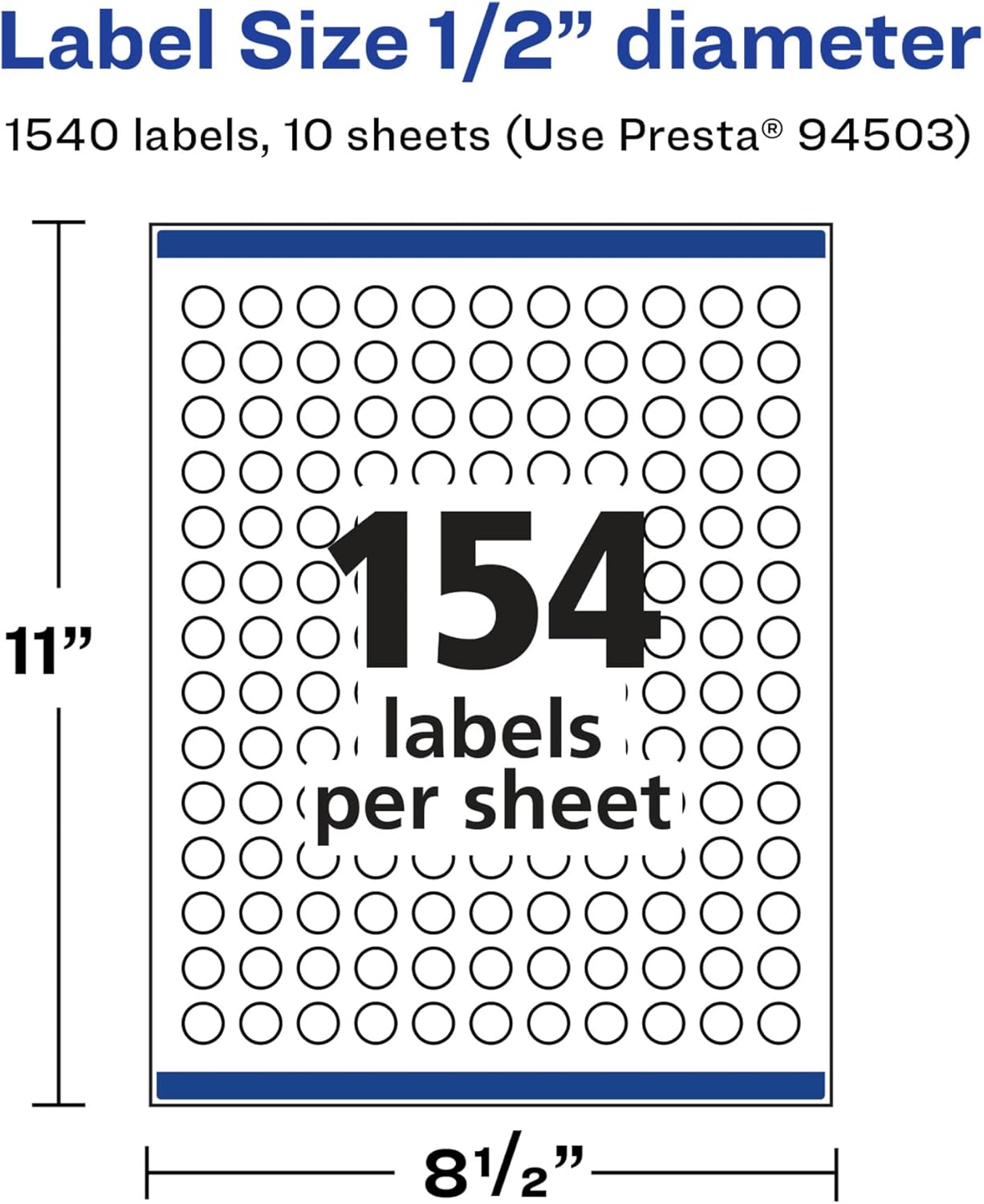 AVERY Glossy White Round Labels, Sure Feed Technology, 1/2" Diameter