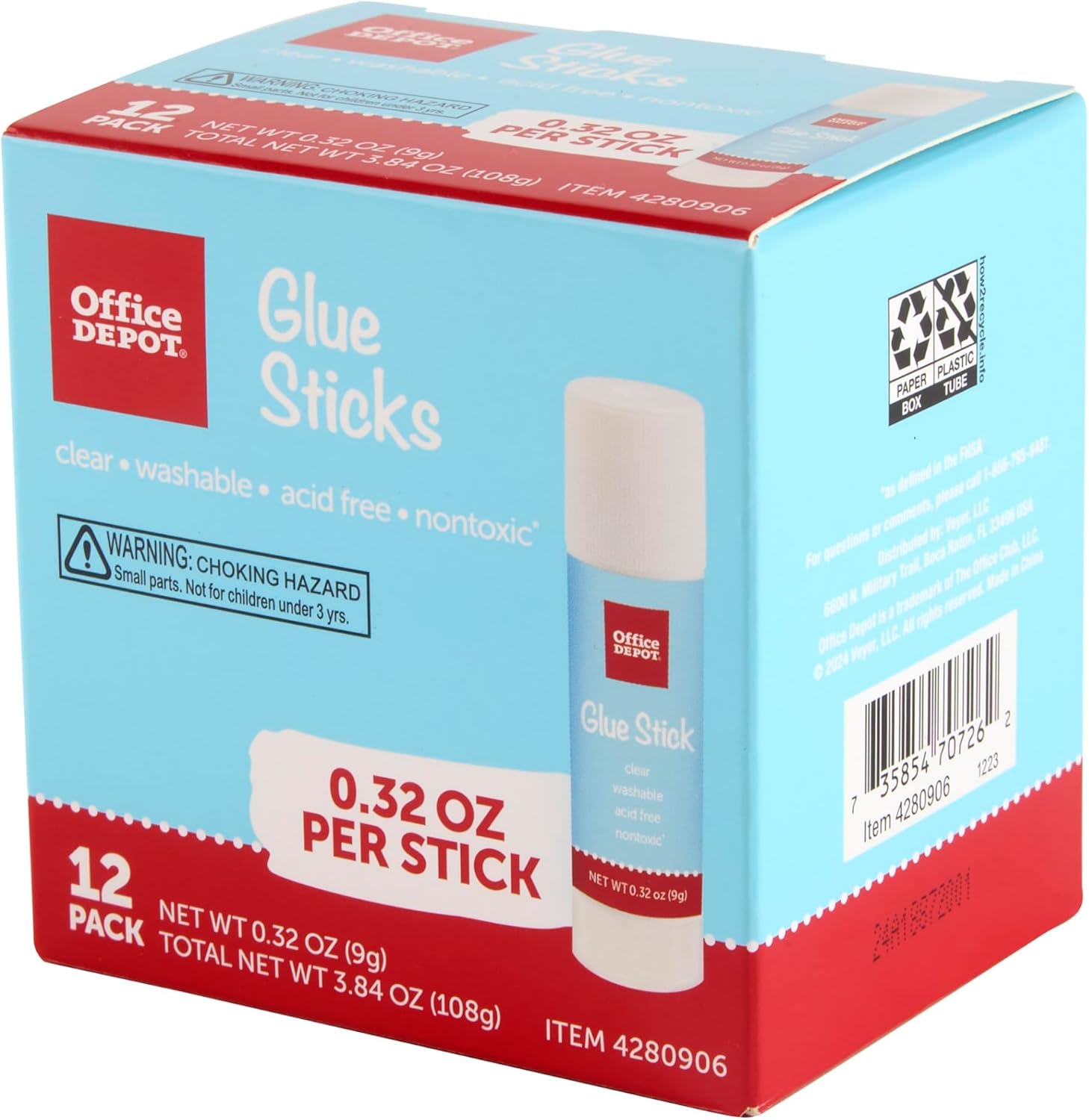 Office Depot® Brand Glue Sticks, 0.32 Oz, Clear, Pack Of 12 Glue Sticks
