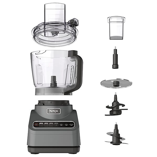 Ninja Food Processor, Professional Plus, 1000 Peak Watts, 4 Functions for Chopping, Slicing, Purees & Dough with 9-Cup Processor Bowl, 3 Blades, Food Chute & Pusher, Silver, BN601 9-Cup Food Processor
