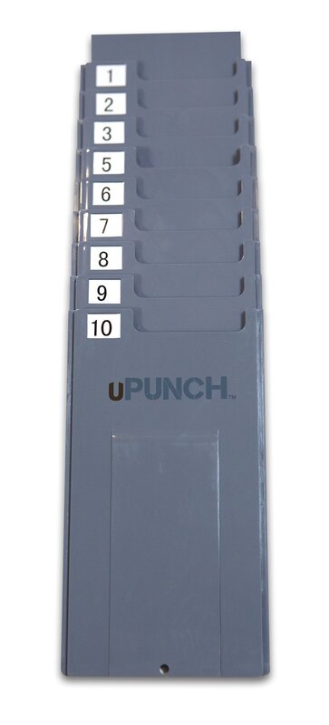 uPunch HNTCR10 Expandable Adjustable Time Card Rack, 10 Pockets, 4inH x 7 5/8inW x 4 1/2inD, Gray
