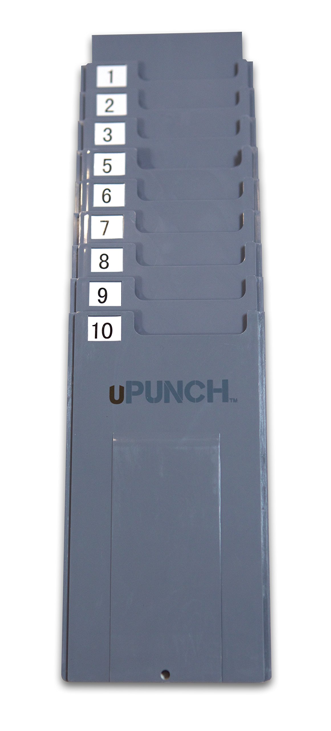 uPunch HNTCR10 Expandable Adjustable Time Card Rack, 10 Pockets, 4inH x 7 5/8inW x 4 1/2inD, Gray