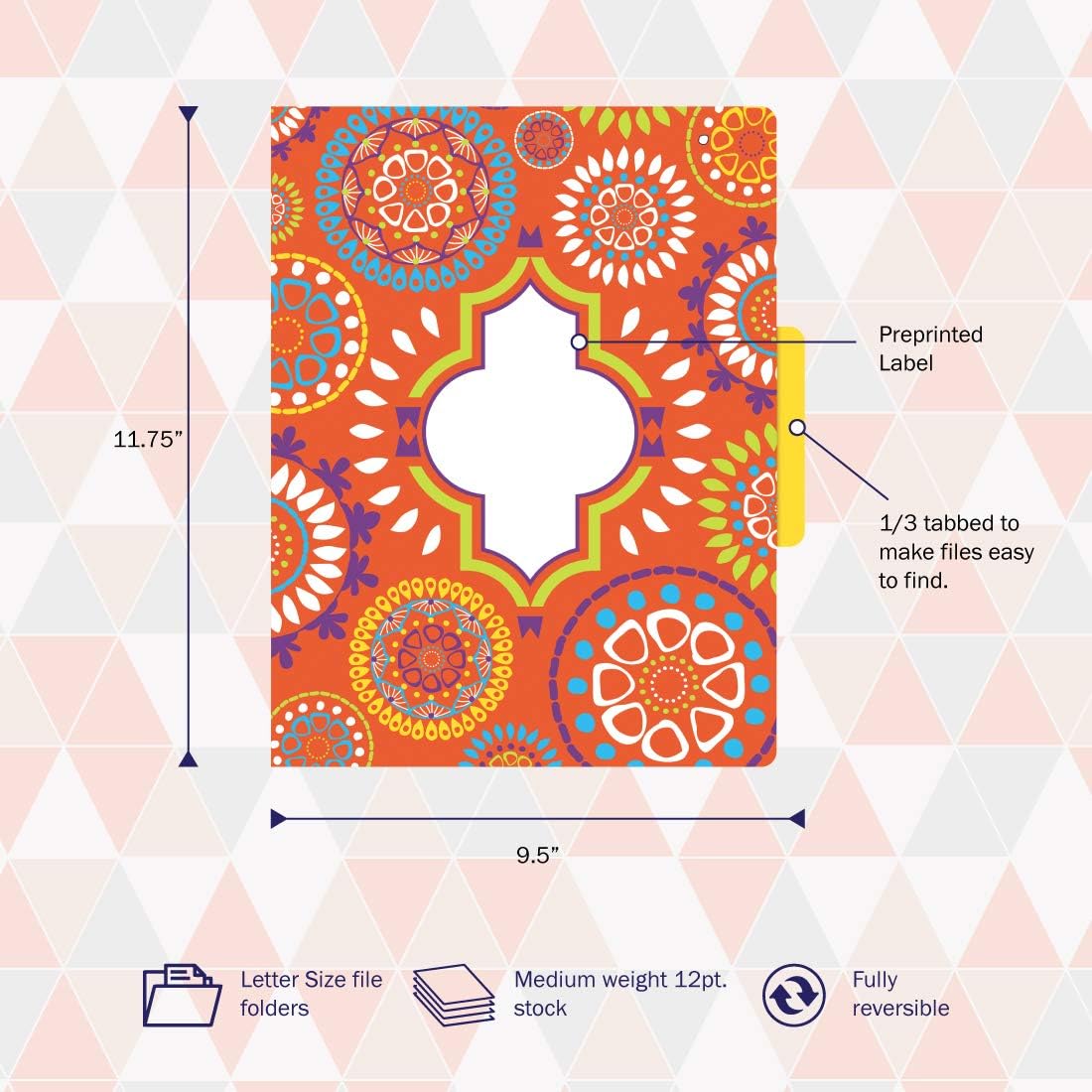 Barker Creek File Folders, Moroccan Design, Letter Size, Set of 12 12pt Cardstock