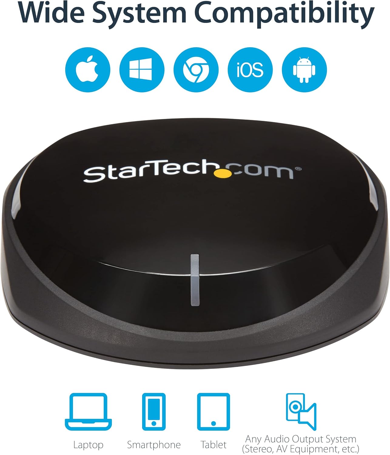 StarTech.com Bluetooth 5.0 Audio Receiver with NFC - Bluetooth Wireless Audio Adapter BT 5.0-66ft (20m) Range