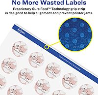Avery Glossy White Round Labels, Sure Feed Technology, 1.25" Diameter, Print-to-The-Edge, Permanent Adhesive, Laser/Inkjet Printable